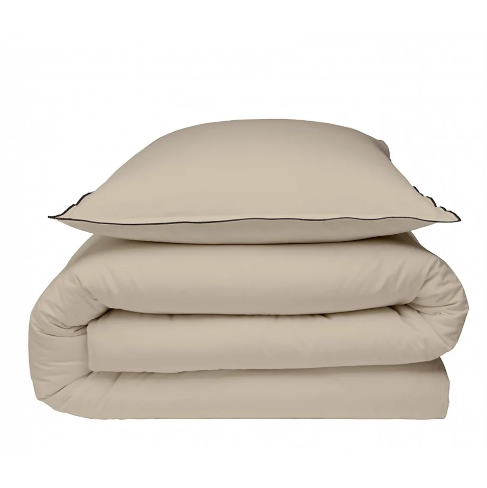 Parure de lit unie en coton finition bourdon 240x220cm