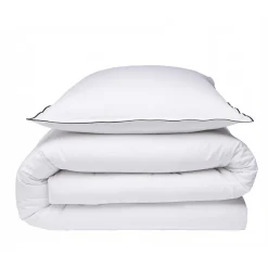 Parure de lit unie en coton finition bourdon 260x240cm