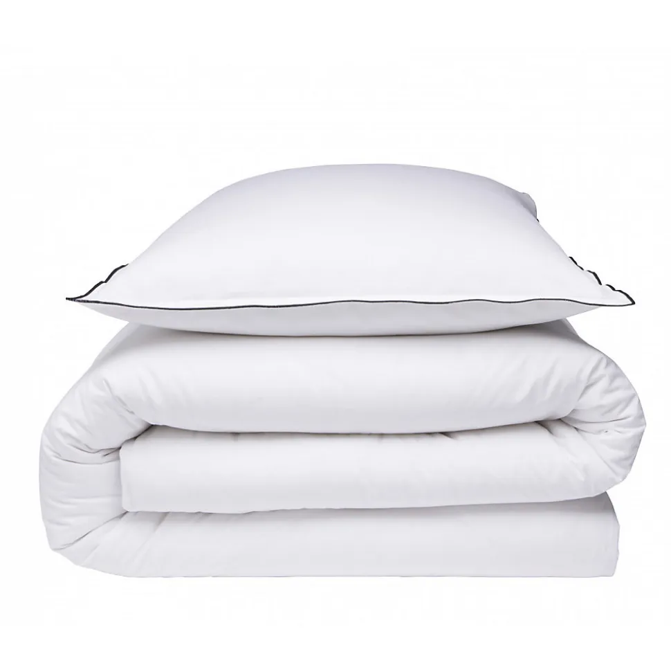 Parure de lit unie en coton finition bourdon 260x240cm