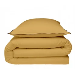 Parure de lit unie en coton finition bourdon 260x240cm