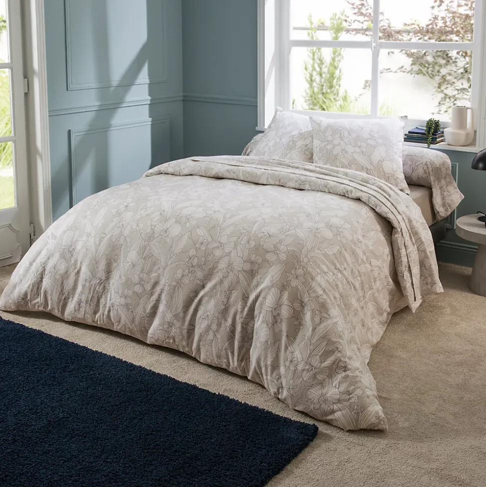 Parure de lit 140x200 cm 100% flanelle de coton ORCHIDÉE 2 pièces