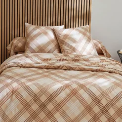 Parure de lit 200x200 cm 100% flanelle de coton ARTHUR beige 3 pièces