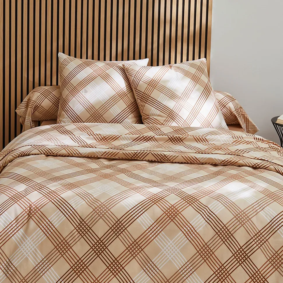 Parure de lit 200x200 cm 100% flanelle de coton ARTHUR beige 3 pièces