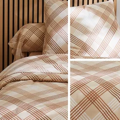 Parure de lit 200x200 cm 100% flanelle de coton ARTHUR beige 3 pièces