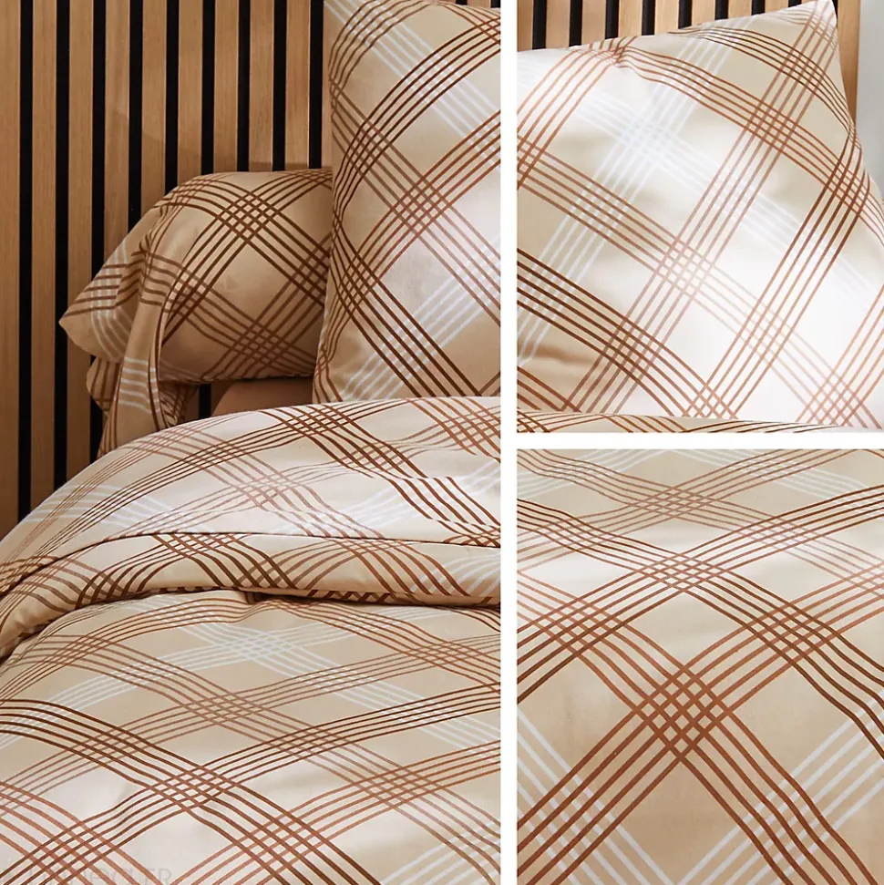 Parure de lit 200x200 cm 100% flanelle de coton ARTHUR beige 3 pièces