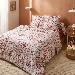 Parure de lit 140x200 cm 100% flanelle de coton ÉMILIE rouge 2 pièces