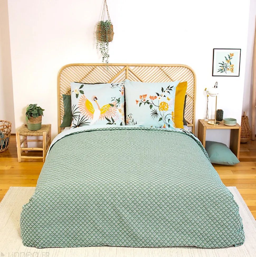 Parure de lit 260x240 cm coton KUSMI bleu