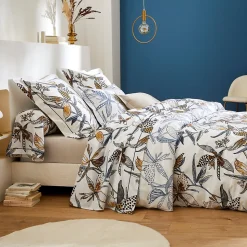 Parure de lit 280x240 cm coton PÉNÉLOPE Beige Silice 3 pièces