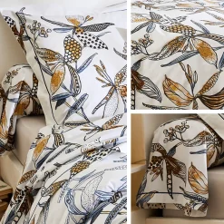 Parure de lit 280x240 cm coton PÉNÉLOPE Beige Silice 3 pièces