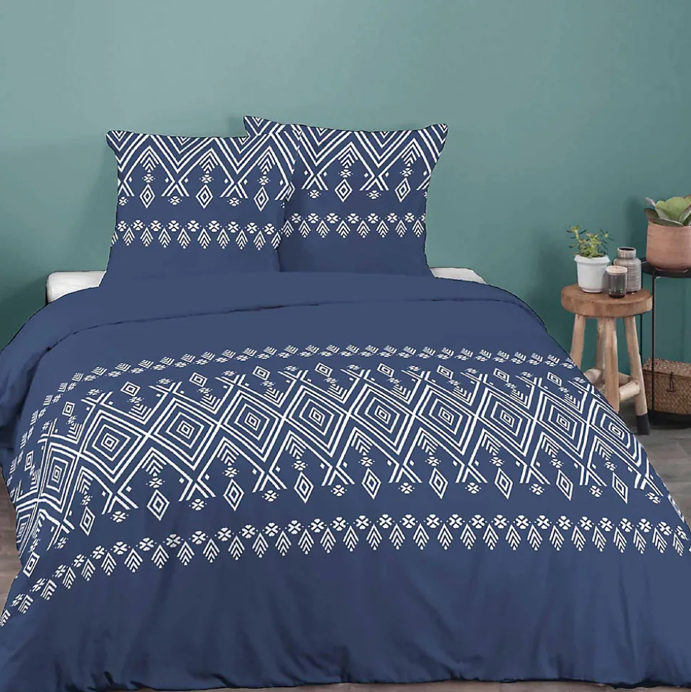 Parure de lit 240x220 cm coton NORDA Bleu