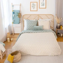 Parure de lit 240x220 cm coton bci adouci WAY vert 3 pièces