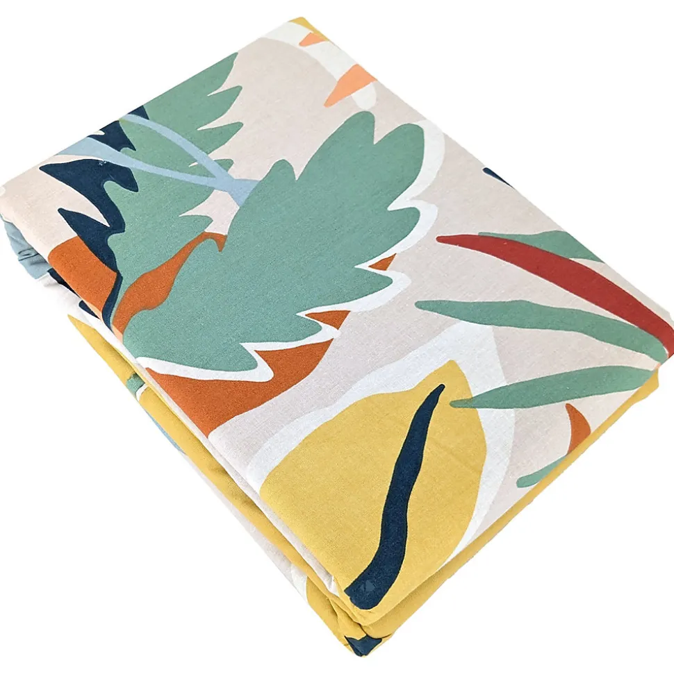 Parure de lit 260x240 cm coton BCI adouci LUCIA Jaune Cobalt 3 pièces