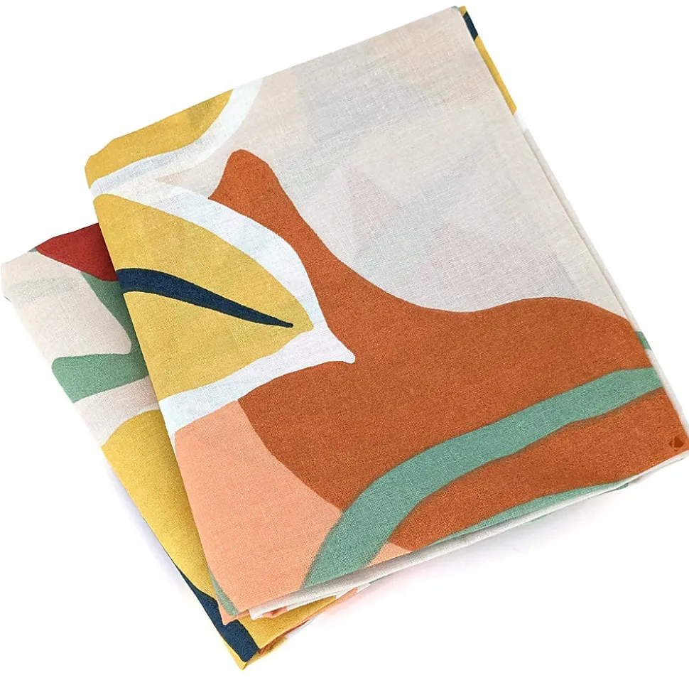 Parure de lit 260x240 cm coton BCI adouci LUCIA Jaune Cobalt 3 pièces