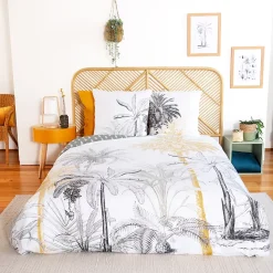 Parure de lit 260x240 cm coton SOLI vert