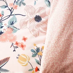 Parure de lit 260x240 cm coton bci adouci PANGA rose 3 pièces