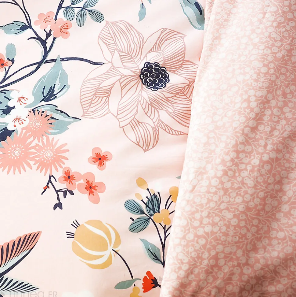 Parure de lit 260x240 cm coton bci adouci PANGA rose 3 pièces