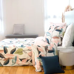 Parure de lit 240x220 cm coton BCI adouci LILA Blanc 3 pièces