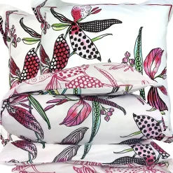 Parure de lit 260x240 cm coton PÉNÉLOPE Rose 3 pièces