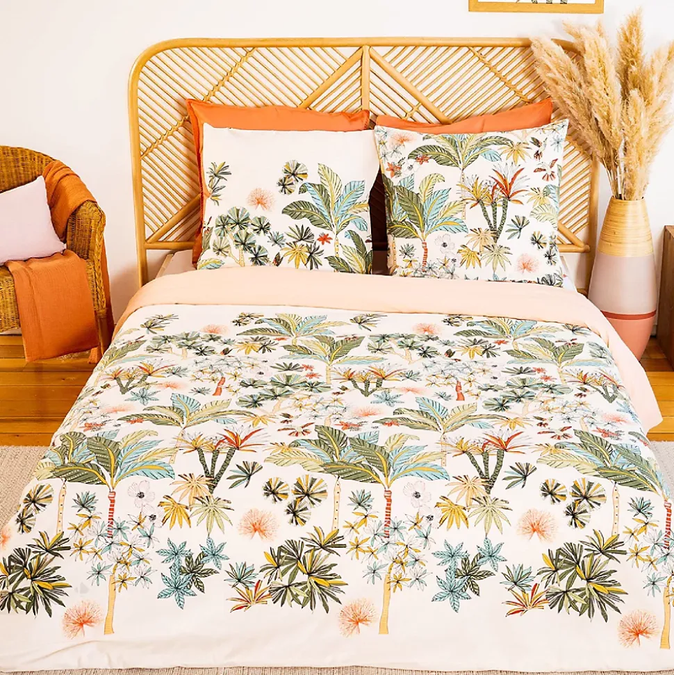 Parure de lit 200x200 cm coton MENTISSA rose