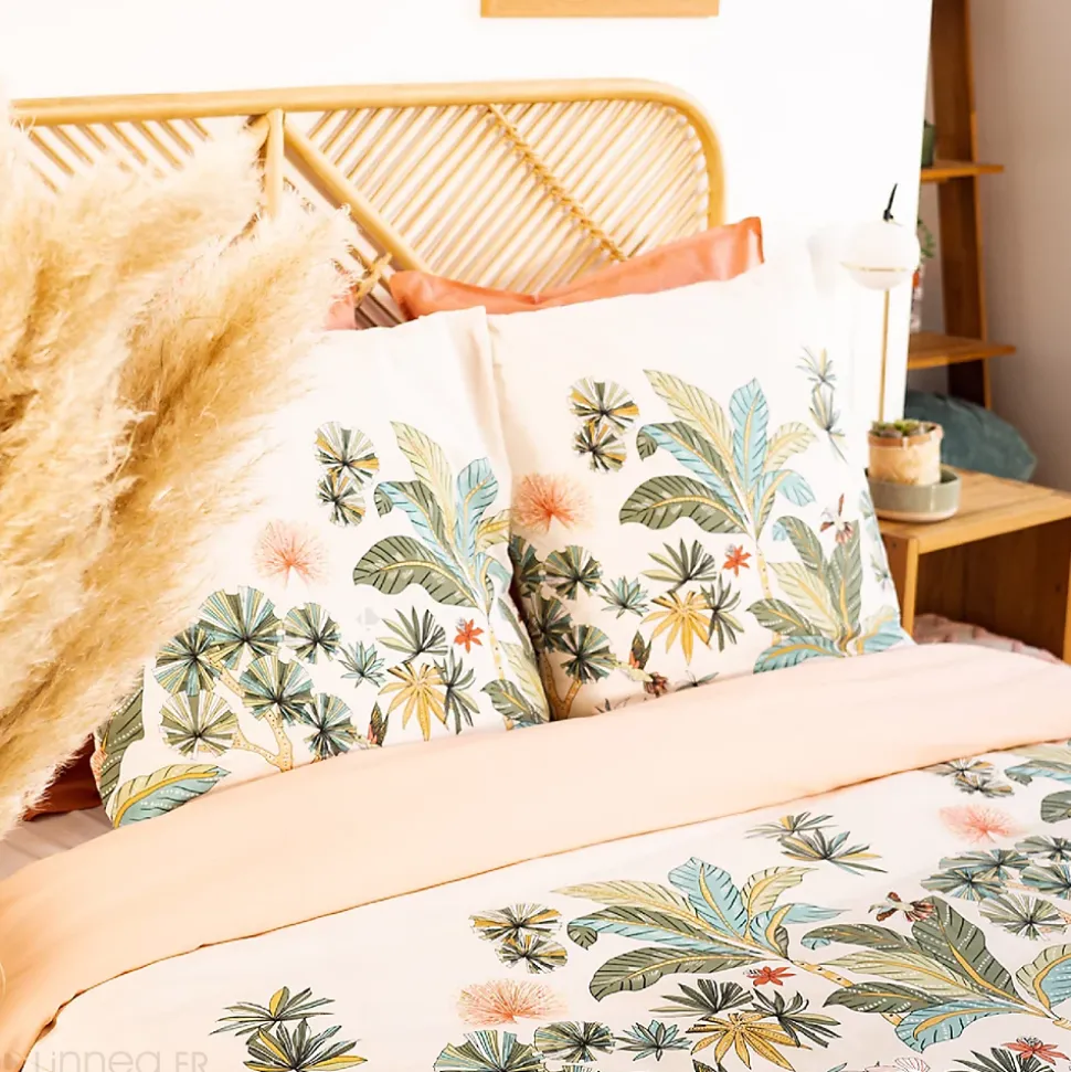 Parure de lit 200x200 cm coton MENTISSA rose