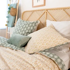 Parure de lit 260x240 cm coton bci adouci WAY vert 3 pièces