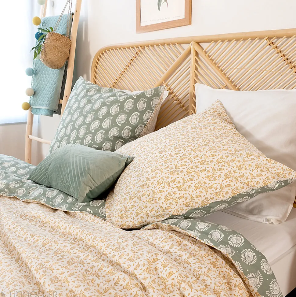 Parure de lit 260x240 cm coton bci adouci WAY vert 3 pièces