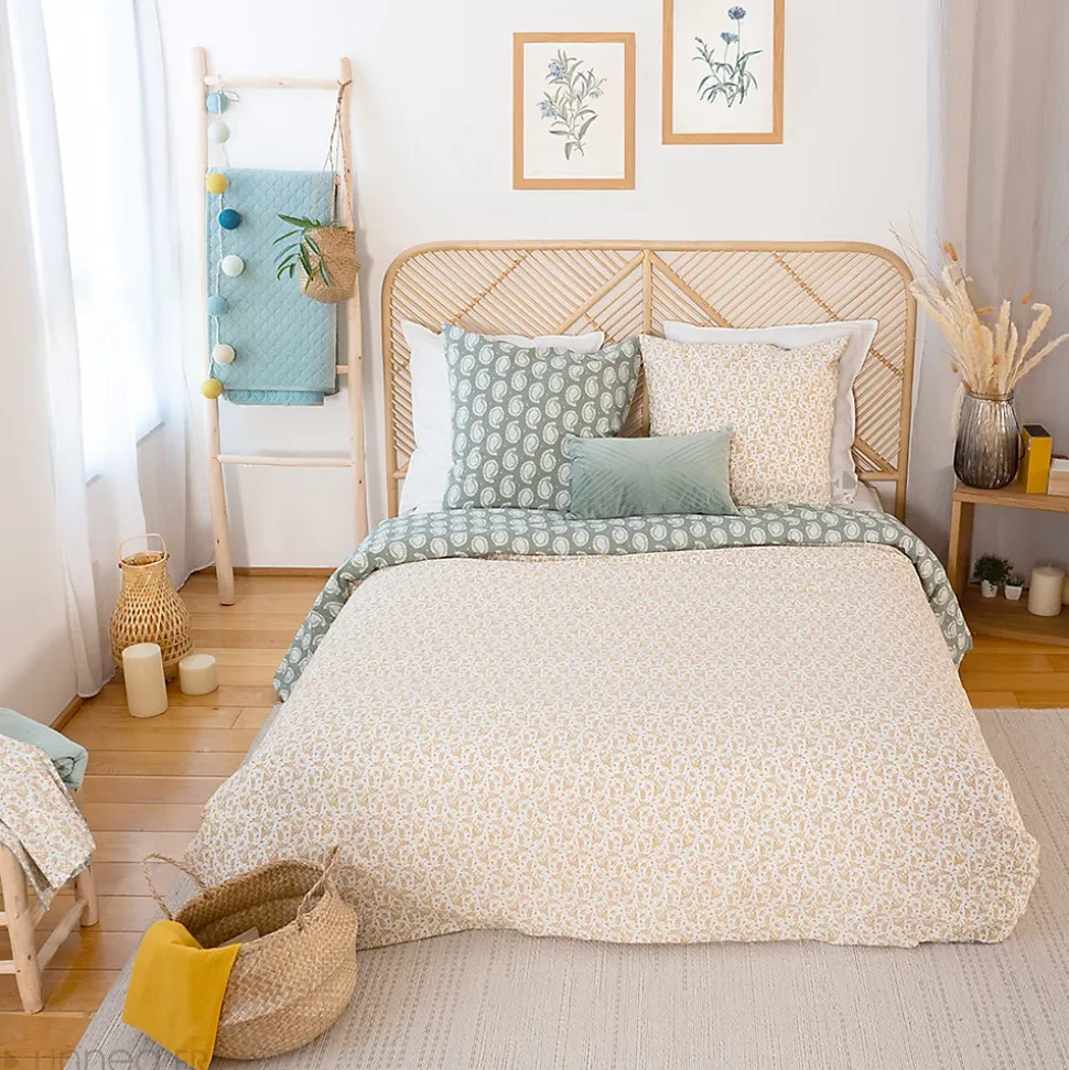 Parure de lit 260x240 cm coton bci adouci WAY vert 3 pièces