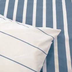 Parure de lit 240x220 cm coton BCI adouci STRIPES Bleu 3 pièces