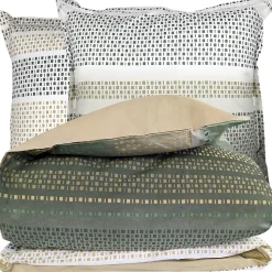 Parure de lit 260x240 cm coton NIAGARA vert Kaki 3 pièces