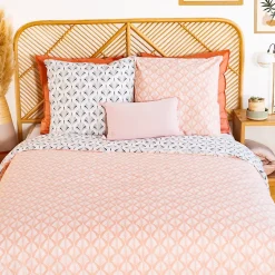 Parure de lit 200x200 cm coton VOLEA rose