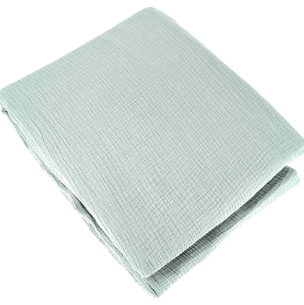 Parure de lit 260x240 cm double gaze de coton GAZGAZ vert amande 3 pièces