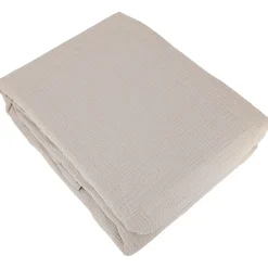 Parure de lit 260x240 cm double gaze de coton GAZGAZ beige Galet