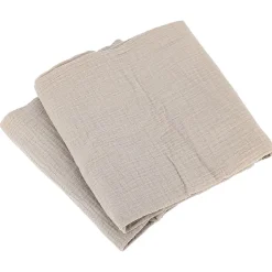 Parure de lit 260x240 cm double gaze de coton GAZGAZ beige Galet