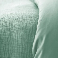 Parure de lit 240x220 cm double gaze de coton GAZGAZ vert amande 3 pièces