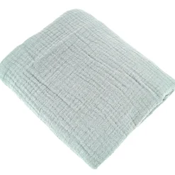 Parure de lit 240x220 cm double gaze de coton GAZGAZ vert amande 3 pièces