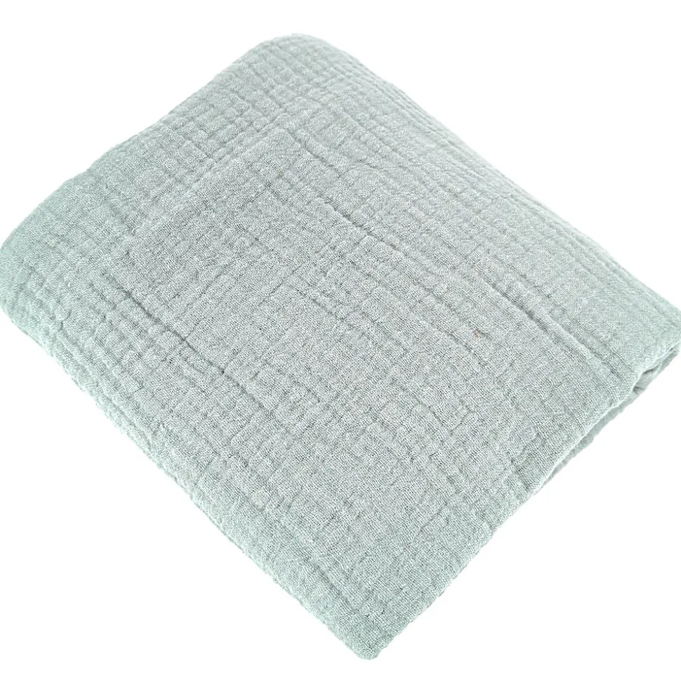 Parure de lit 240x220 cm double gaze de coton GAZGAZ vert amande 3 pièces