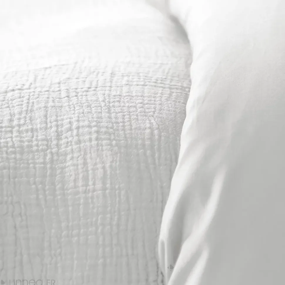 Parure de lit 140x200 cm double gaze de coton GAZGAZ blanc 2 pièces
