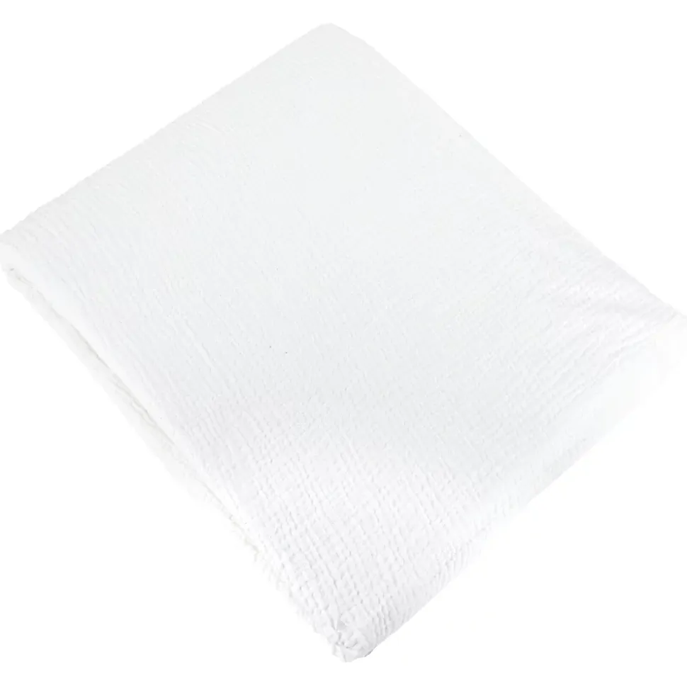Parure de lit 140x200 cm double gaze de coton GAZGAZ blanc 2 pièces