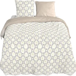 Parure de lit 240x220 cm en coton WAG motif géométrique blanc et bleu 3 pièces