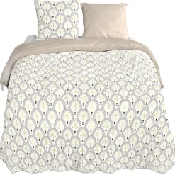 Parure de lit 260x240 cm en coton WAG motif géométrique blanc et bleu 3 pièces