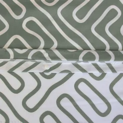 Parure de lit 240x220 cm en microfibre PARCHEMIN vert motif graphique 3 pièces