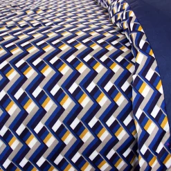 Parure de lit 260x240 cm en microfibre LOSS bleu foncé motif géométrique 3 pièces