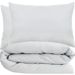 Parure de lit 280x240 cm et 50x70 cm coton lavé PALACE blanc neige 3 pièces