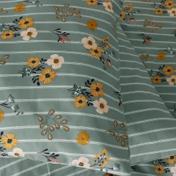 Parure de lit 240x220 cm FLORINETTE microfibre à rayures motif florale