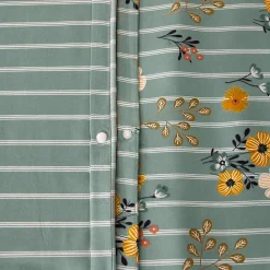 Parure de lit 240x220 cm FLORINETTE microfibre à rayures motif florale