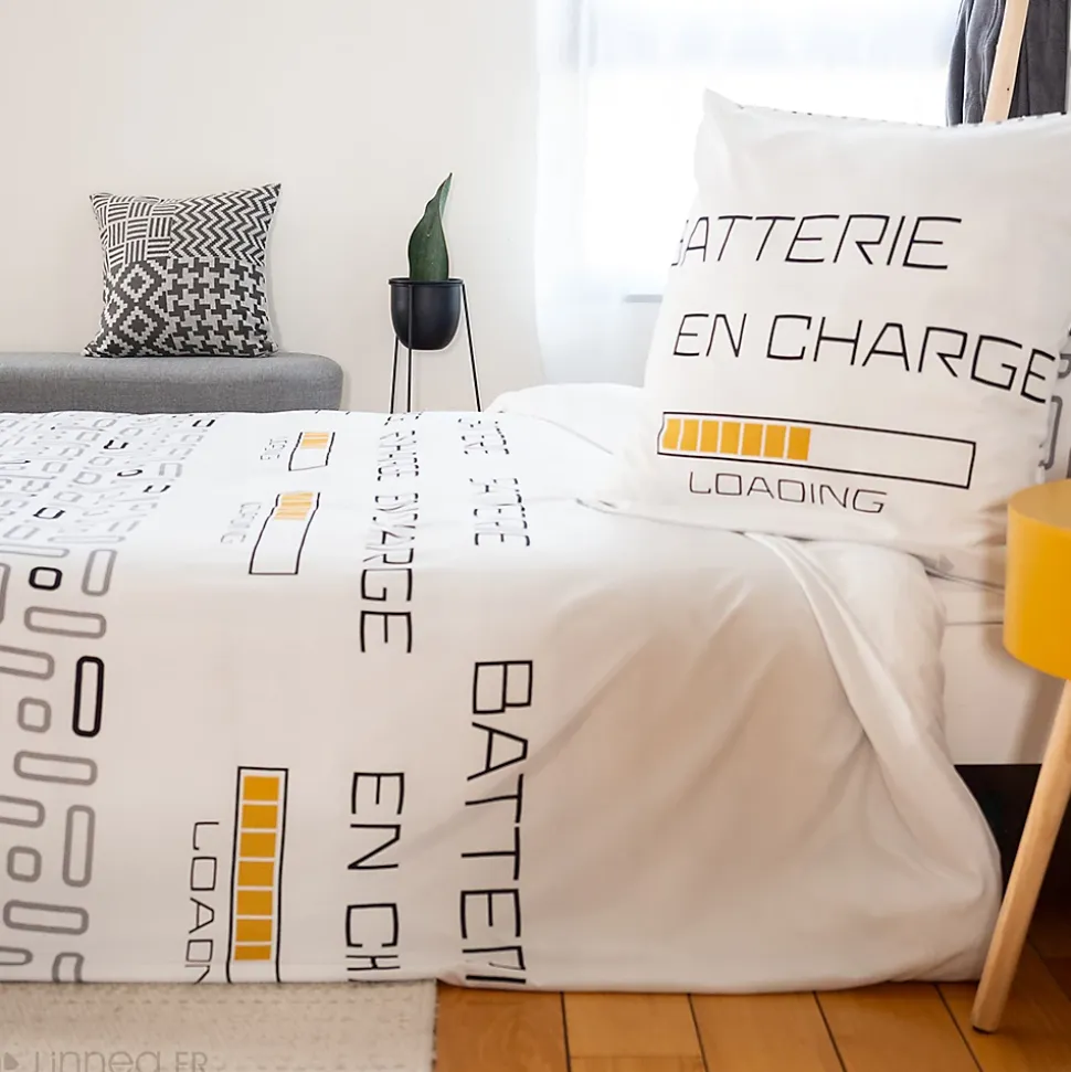 Parure de lit 140x200 cm microfibre LOADING blanc 2 pièces