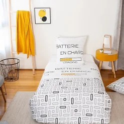 Parure de lit 140x200 cm microfibre LOADING blanc 2 pièces