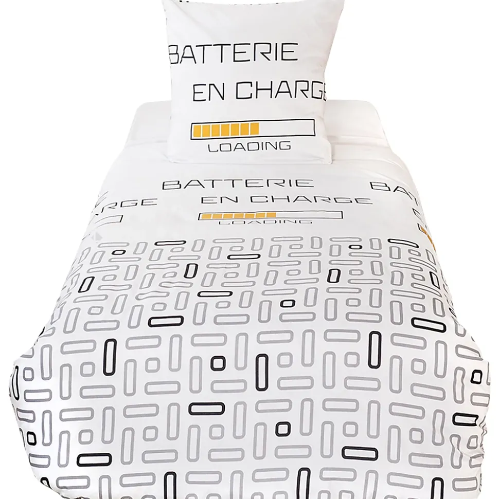 Parure de lit 140x200 cm microfibre LOADING blanc 2 pièces