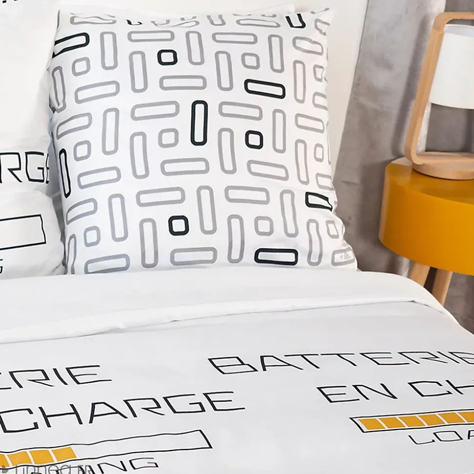 Parure de lit 140x200 cm microfibre LOADING blanc 2 pièces