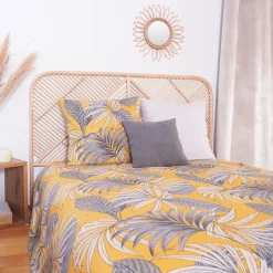 Parure de lit 240x220 cm Microfibre 50% recyclée AQUILIE Jaune 3 pièces